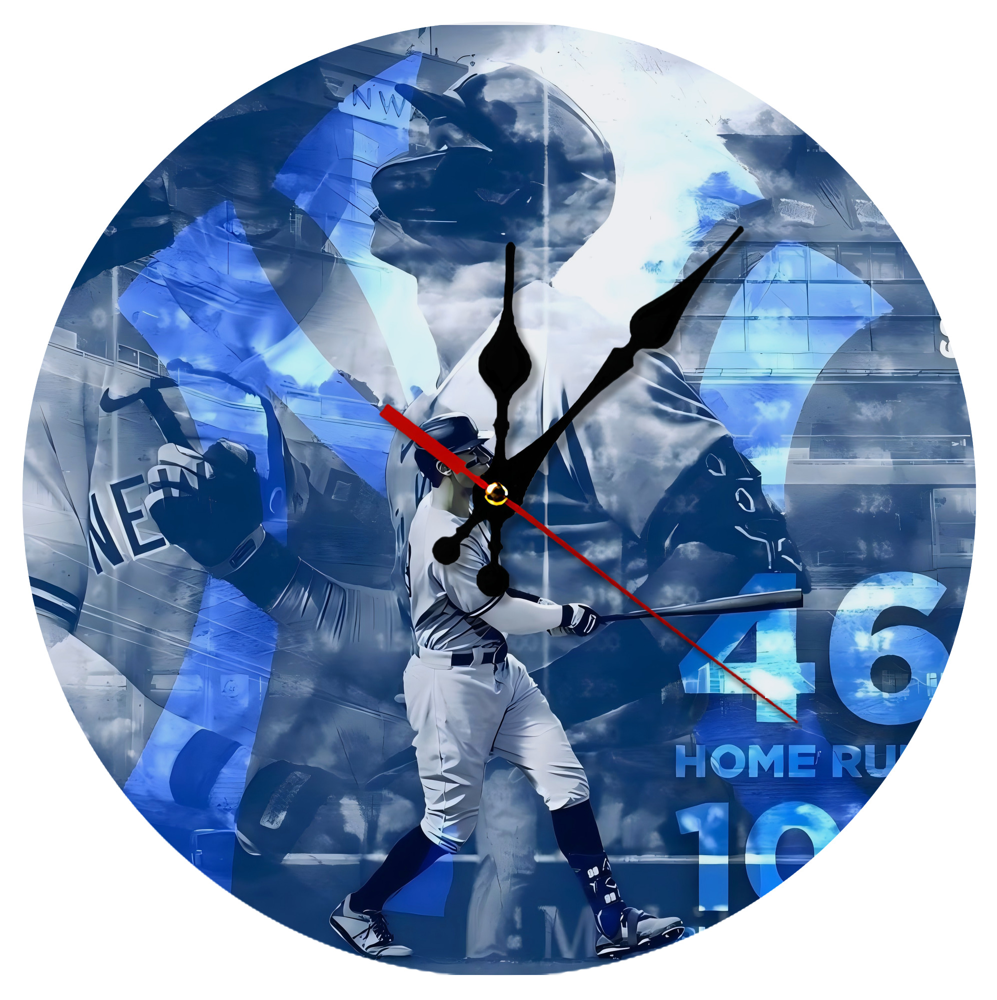 Aaron Judge 46 Home Runs Silent Round Wall Clock – Modern & Stylish DIY Design, Durable Wood Construction, Easy To Install – Perfect For Office, Bedroom, Living Room, And More